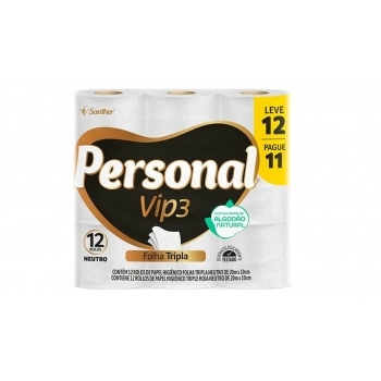 Papel Higiênico Personal Vip Folha Tripla Neutro 06X20m Lv12Pg11