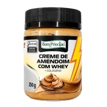 Creme De Amendoim Com Whey E Colageno Bom Principio 250g