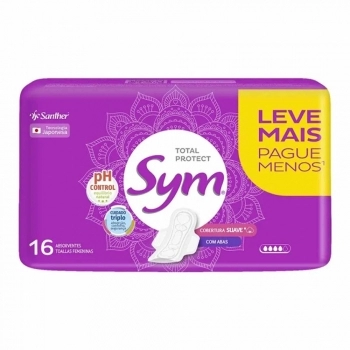 Absorvente Sym Regular Cobertura Suave Com Abas 16 und