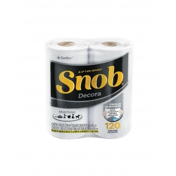 Papel Toalha Snob Multiuso Folha Dupla Decora Com 02 Rolos 120Fls