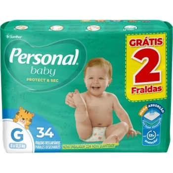 Fralda Personal Baby Protect & Sec Abre & Fecha Mega G Lv34/Pg32