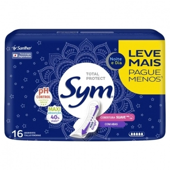 Absorvente Sym Noite & Dia Cobertura Suave Com Abas 16 und