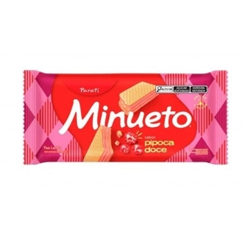 Biscoito Wafer Minueto Pipoca Doce Parati 73g